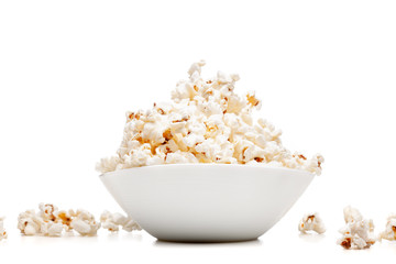white bowl with popcorn