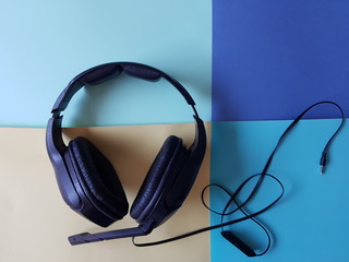Headphones on colorful background