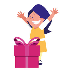happy girl with gift box celebration