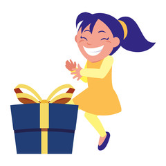 happy girl with gift box celebration