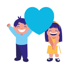 cute boy and girl holding heart