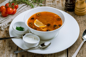 Meat Solyanka soup