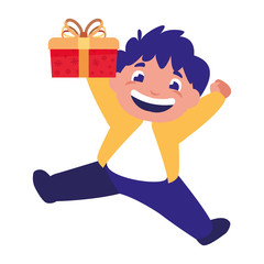 happy boy with gift box celebration