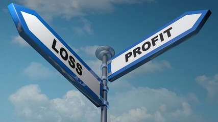 Fototapeta premium Street signs concept - Profit and Loss - 3D rendering illustration