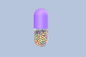 capsules with spheres, 3d rendering