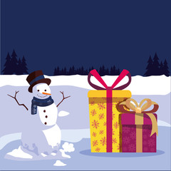 christmas snowman with gifts