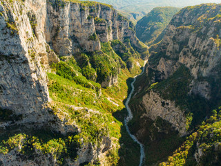 Vikos Gorge, a gorge in the Pindus Mountains of northern Greece, lying on the southern slopes of Mount Tymfi, one of the deepest gorges in the world.