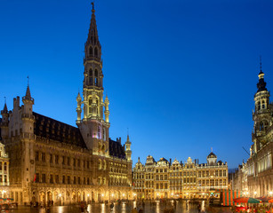 Fototapeta na wymiar Brussels Town Hall on Grand Place, Belgium