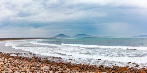 Panoramic landscape of Crowdy Bay beach. Crowdy Head, New South Wales, Australia