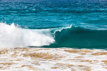 Powerful breaking wave with copy space