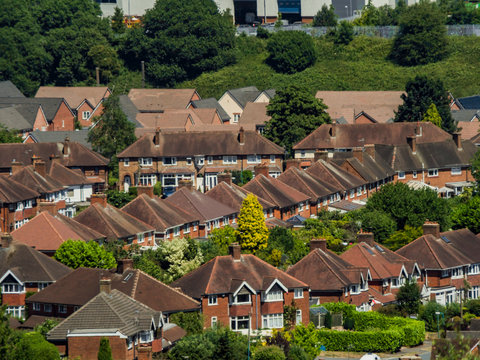 Aerial View Of English Suburbs Birmingham West Mdlands Uk