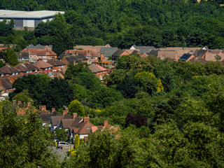 aerial view of english suburbs birmingham west mdlands uk
