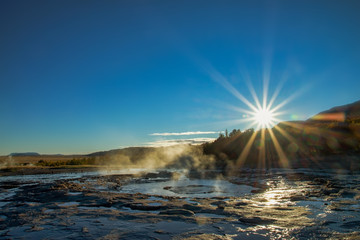 Geyser at Geysir Hot spring, Iceland.