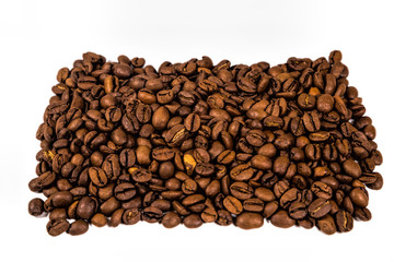 Isolated coffee beans. Big pile.