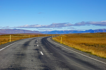Iceland ring road tours. The beautiful natural landscape with sky and mountain in iceland