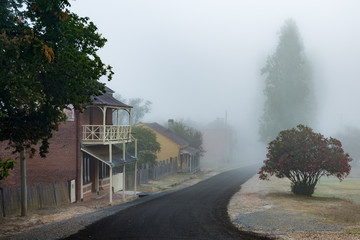 Hill End village in the mist