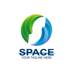 Letter S on negative space logo