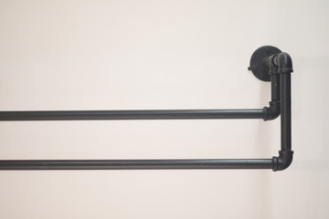 Close up of black rack in the bathroom