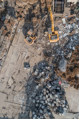aerial view of scrap metal recycling yard