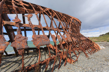 Wreckages on San Gregorio beach, Chile historic site