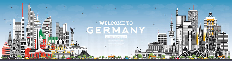 Welcome to Germany Skyline with Gray Buildings and Blue Sky.