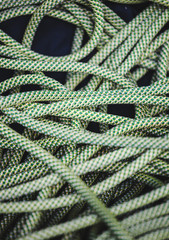 Green rope for climbing.