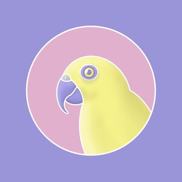 Ilustraci&oacute;n de loro amarillo y violeta