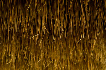 Background and texture photo of traditional asian house's Thatched wall or fence or roof that made from dry blady grass.