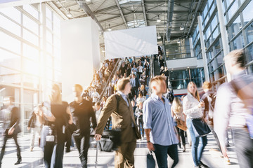 crowd of blurred business people