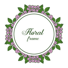 Vector illustration abstract purple floral frame isolated on white background