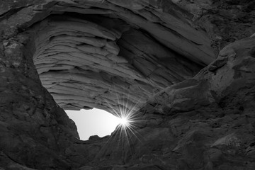 Sun through the hole the sandstone