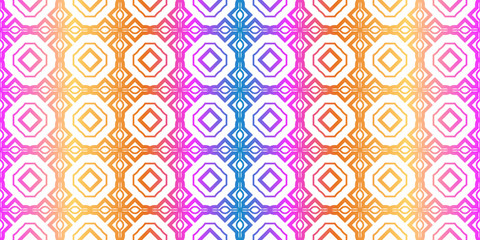 Unique, Abstract Geometric Pattern. Seamless Vector Illustration. For Fantastic Design, Wallpaper, Background, Fantastic Print. Rainbow neon gradient color