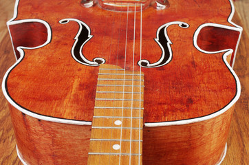 Obraz premium Vintage acoustic guitar on a textured background.