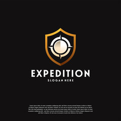 Naklejka na ściany i meble Expedition Logo designs concept vector, Compass and Shield logo template