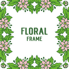 Vector illustration pink floral frame isolated on a white background