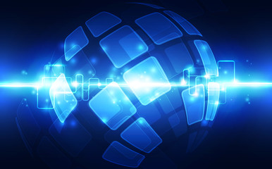 Abstract digital technology connection on Earth concept background, vector illustration