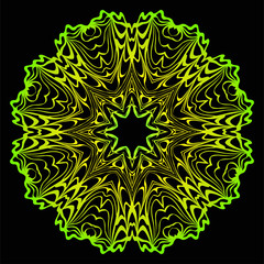 Fashion Print With Mandala Floral Ornament. Vector Illustration. Art Traditional, Islam, Arabic, Indian, Magazine, Elements With Mandala. Black green color