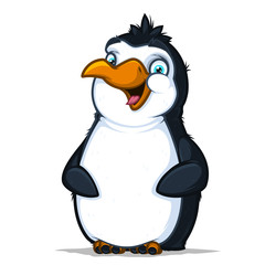 Cute cheerful penguin with a funny smile