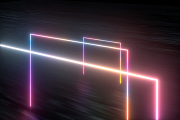 colorful glowing lines, 3d rendering