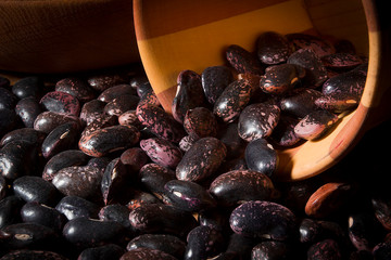 Beans in a wooden plate
