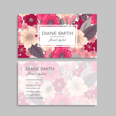 Floral style business card template vector