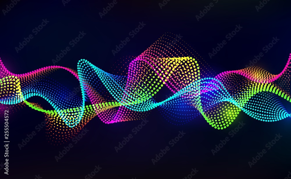 Poster Sound wave background. Abstract audio equalizer, digital voice technology, music waveform signal. Vector sound wave motion