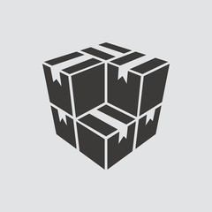 Box icon isolated of flat style. Vector illustration.