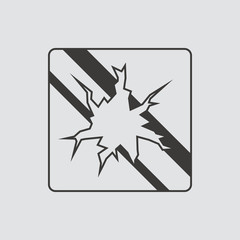 Broken glass icon isolated of flat style. Vector illustration.