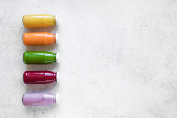 smoothies or juices in bottles