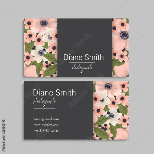 Floral style business card template vector