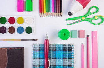 Naklejka premium School office supplies on white