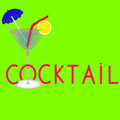 Cocktail with umbrella and lemon.