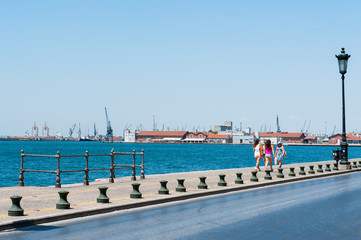 Embankment near the cargo port, a walk through the port