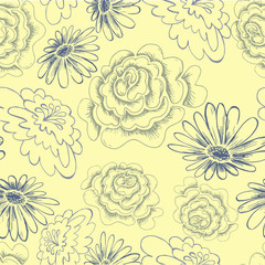 Retro floral seamless background